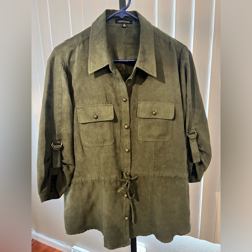 Women’s Notations Green Button Up Top Size XL